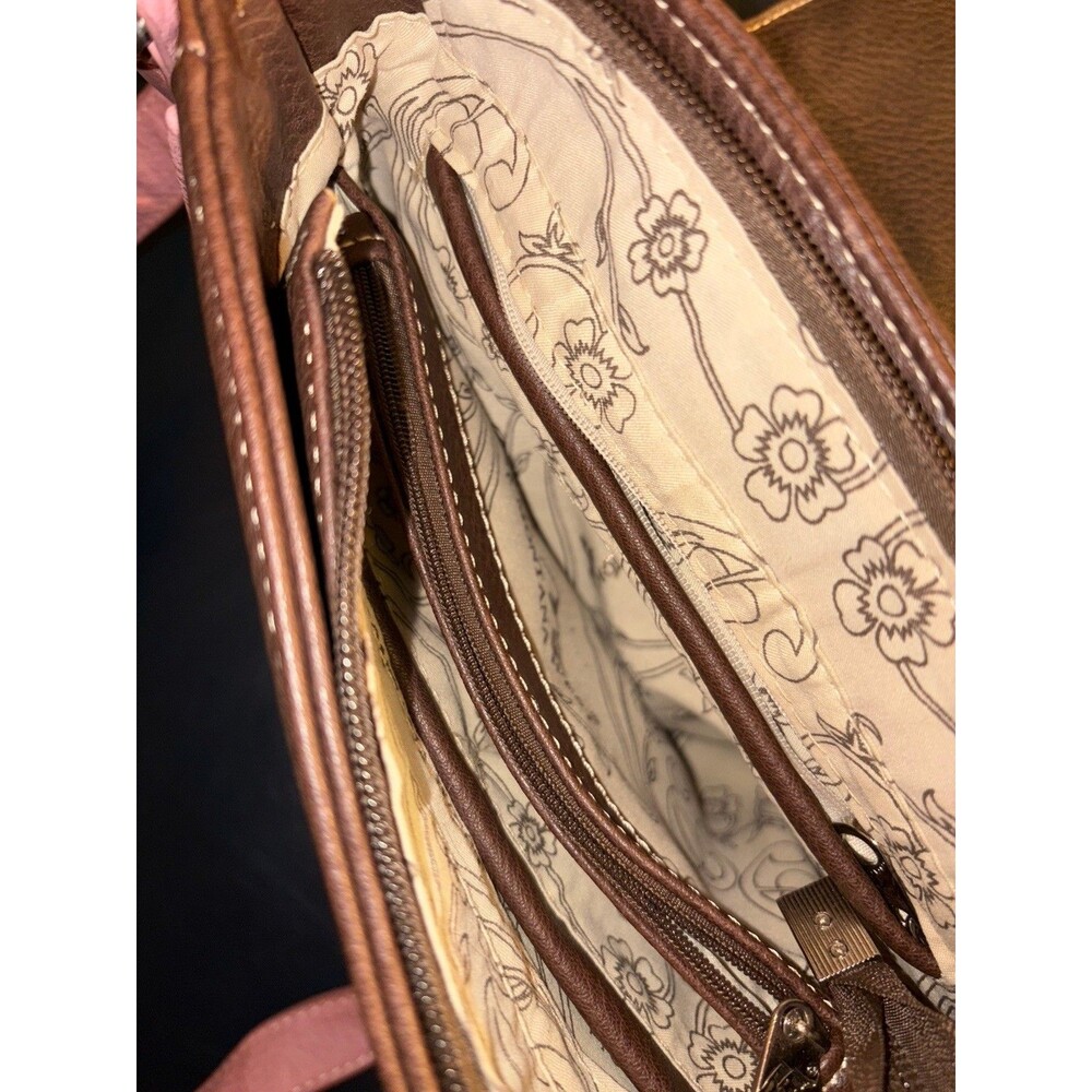 Montana West Pink Brown Western Crossbody Bag with Turquoise Accent - Picture 15 of 16
